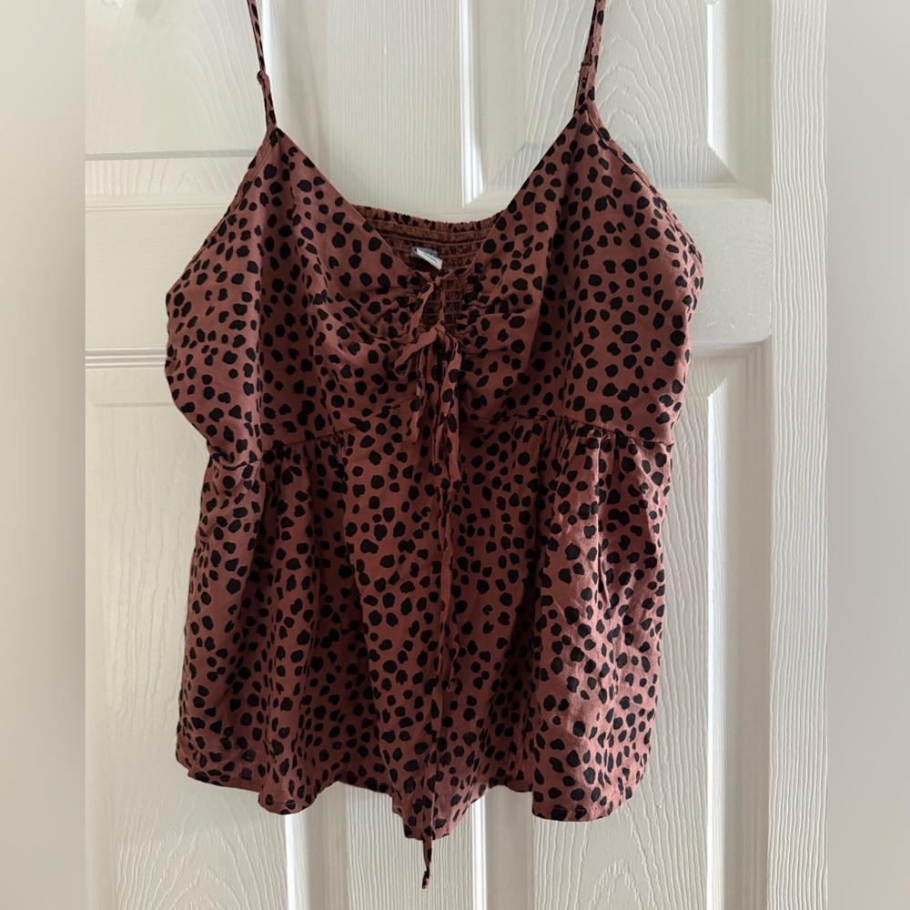 Old Navy Brown and Black Spotted Camisole